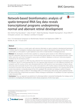 Network-Based Bioinformatics Analysis of Spatio