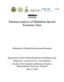 Situation Analysis of Mukdahan Special Economic Zone