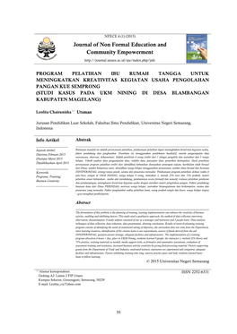 Journal of Non Formal Education and Community Empowerment
