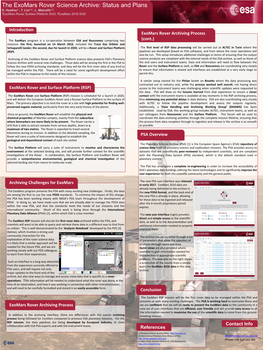 The Exomars Rover Science Archive: Status and Plans D