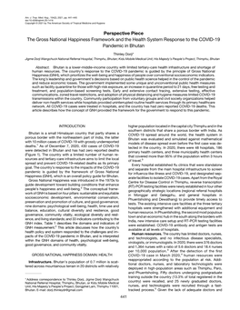 The Gross National Happiness Framework and the Health System Response to the COVID-19 Pandemic in Bhutan