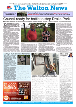 Council Ready for Battle to Stop Drake Park