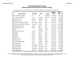 Nebraska Medicaid Program Monthly Maximum Allowable Cost (MAC) Listing