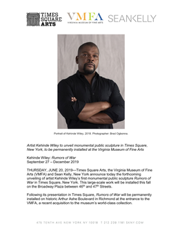 Kehinde Wiley Rumors of War Press Release