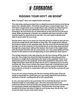 Rigging Your Hoyt Jib Boom ®