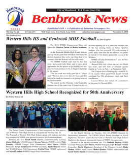 Western Hills HS and Benbrook MHS Football by John English Western Hills High School Recognized for 50Th Anniversary