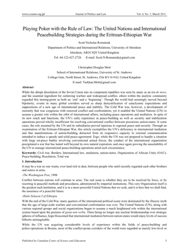 The United Nations and International Peacebuilding Strategies During the Eritrean-Ethiopian War