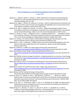 Full List of References in the Risk-Ranking Model for Food Tracing (RRM-FT) August 2020