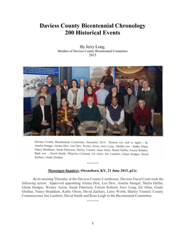 Daviess County Bicentennial Chronology 200 Historical Events