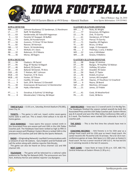 Hawkeyesports.Com #16/18 Eastern Illinois at #9/10 Iowa