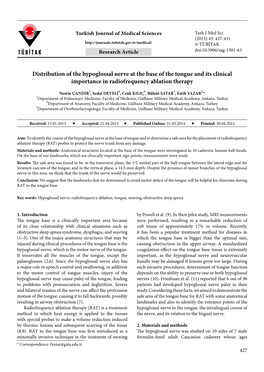 Distribution of the Hypoglossal Nerve at the Base of the Tongue and Its Clinical Importance in Radiofrequency Ablation Therapy