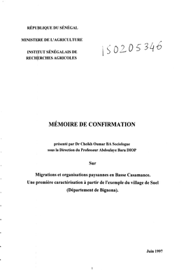 Mémoire De Confirmation