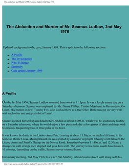 The Abduction and Murder of Mr. Seamus Ludlow 2Nd May 1976