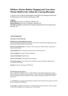 Offshore Marine Habitat Mapping and Near-Shore Marine Biodiversity Within the Coorong Bioregion