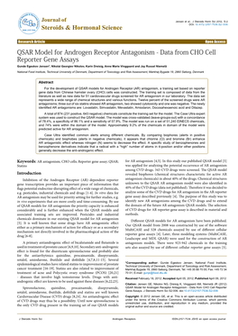 QSAR Model for Androgen Receptor Antagonism