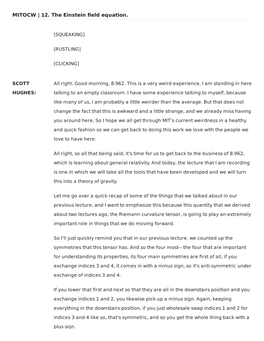 MITOCW | 12. the Einstein Field Equation