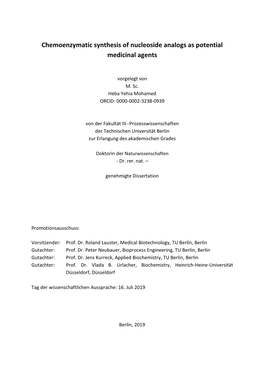 Chemoenzymatic Synthesis of Nucleoside Analogs As Potential Medicinal Agents