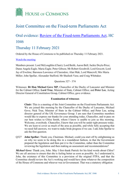 Joint Committee on the Fixed-Term Parliaments Act