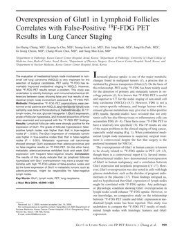 Overexpression of Glut1 in Lymphoid Follicles Correlates with False-Positive 18F-FDG PET Results in Lung Cancer Staging