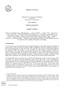 Eu:C:2019:325 1 Opinion of Mr Tanchev – Case C-619/18 Commission V Poland (Independence of the Supreme Court)