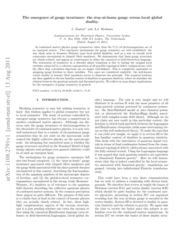 The Emergence of Gauge Invariance: the Stay-At-Home Gauge Versus Local–Global Duality