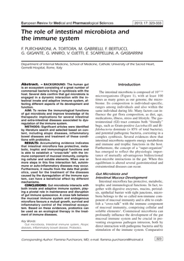 The Role of Intestinal Microbiota and the Immune System