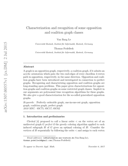 Characterization and Recognition of Some Opposition and Coalition
