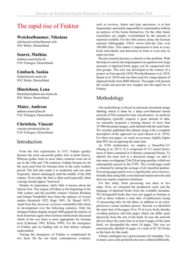 The Rapid Rise of Fraktur Fragmentary and Nearly Impossible to Contextualise Without an Analysis of the Books Themselves