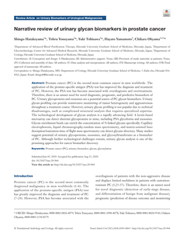 Narrative Review of Urinary Glycan Biomarkers in Prostate Cancer