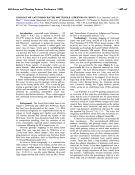 Geology of Antoniadi Crater, South Pole Aitken Basin, Moon