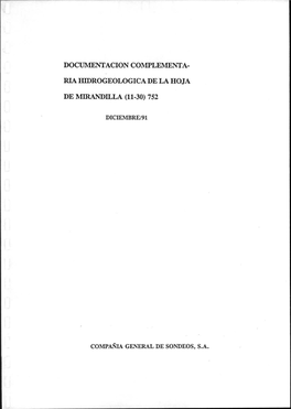 Ria Hidrogeologica De La Hoja De Mirandilla (11-30)