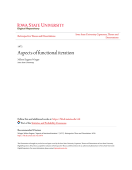 Aspects of Functional Iteration Milton Eugene Winger Iowa State University