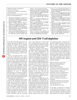 HIV Tropism and CD4+ T-Cell Depletion