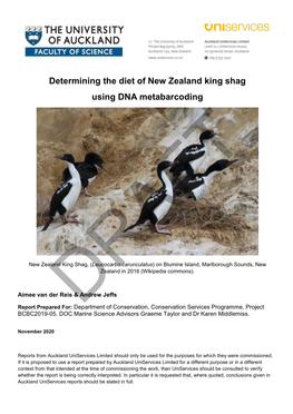 Determining the Diet of New Zealand King Shag Using DNA Metabarcoding