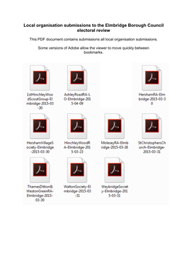 Local Organisation Submissions to the Elmbridge Borough Council Electoral Review