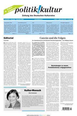 Editorial Cancún Und Die Folgen Kultur-Mensch