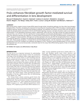 Frs2 Enhances Fibroblast Growth Factor-Mediated Survival And