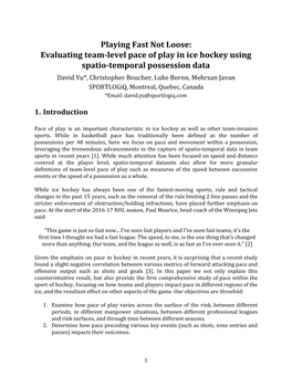 Evaluating Team-Level Pace of Play in Ice Hockey Using Spatio