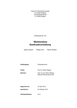 Marktanalyse Quellcodeverwaltung