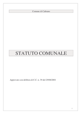 Statuto Del Comune Di Caltrano