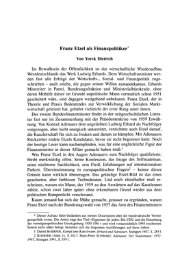 Franz Etzel Als Finanzpolitiker*