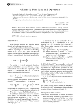 Arithmetic Functions and Operators