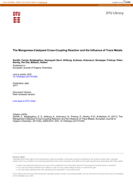 The Manganese-Catalyzed Cross-Coupling Reaction and the Influence of Trace Metals