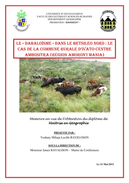 Le Cas De La Commune Rurale D'ivato-Centre Ambositra