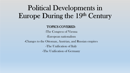 Political Developments in Europe During the 19Th Century