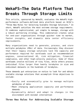 Wekafs—The Data Platform That Breaks Through Storage Limits