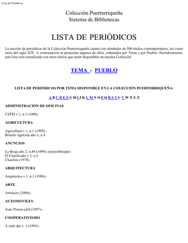 Lista De Periódicos