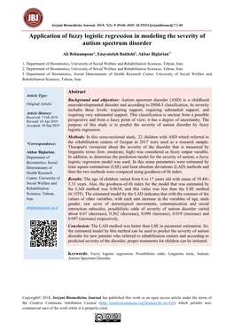 Application of Fuzzy Logistic Regression in Modeling the Severity of Autism Spectrum Disorder