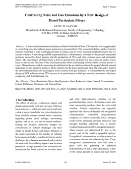 Controlling Noise and Gas Emissions by a New Design of Diesel Particulate Filters SAYEL M