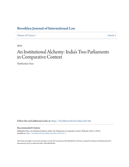 An Institutional Alchemy: India's Two Parliaments in Comparative Context Shubhankar Dam